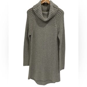 Fab'rik Chunky Knit Cowl Neck Angora Blend Gray Midi Sweater Dress - Medium